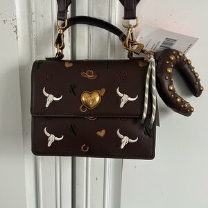Betsy Johnson New With Tags Dark Brown Western Crossbody Bag.